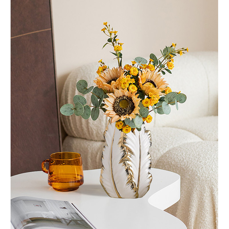 Flower Vase, Elegant Home Decor Vases, White/Gold