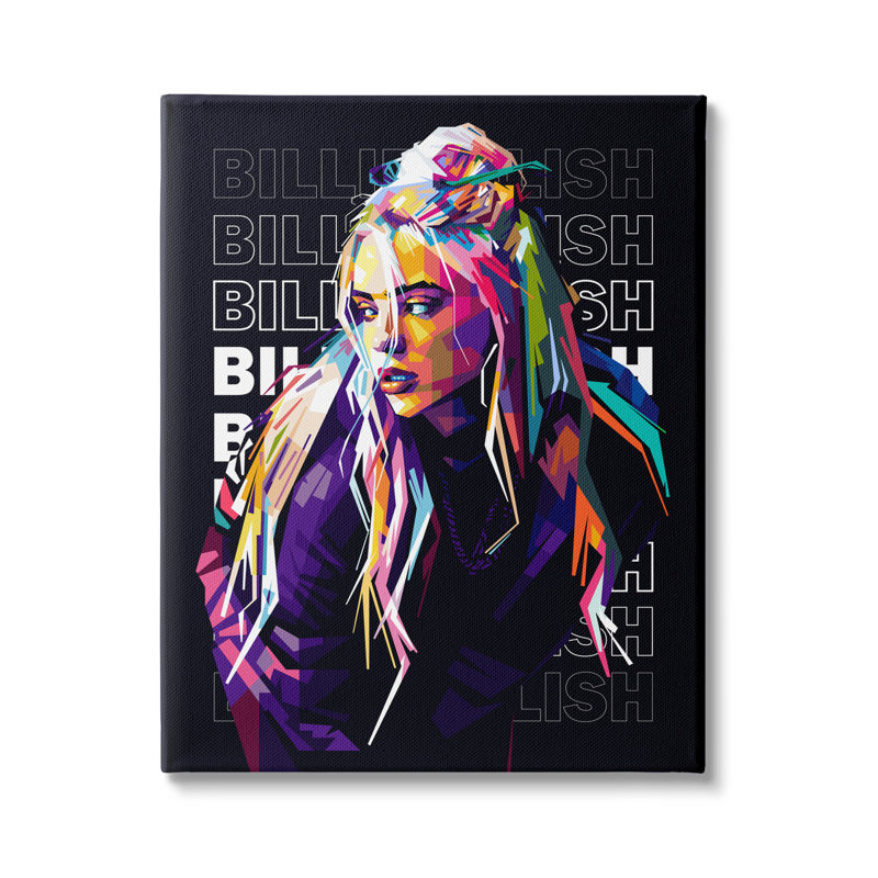 Personnage célèbre Billie Eilish, H 30 po x l 24 po x P 1,5 po, Toile tendue
