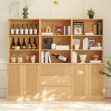 71" H X 70.9" W Bookcase Cabinet With Open Shelves, Modern Bookshelf With 3 Large Drawers (B+2C)