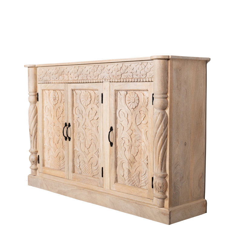 60'' Solid Wood Sideboard, Light Brown