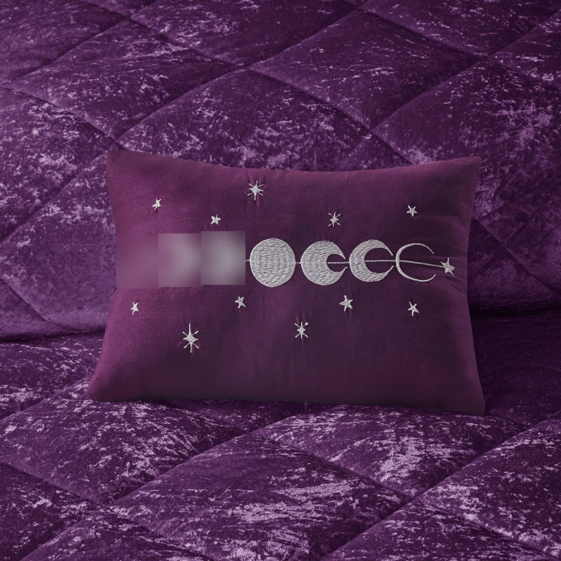 Édredon simple / simple en velours mauve, avec coussin lavable à la machine, diamant, Mauve