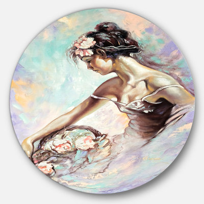 «Girl with Flower Bouquet», peinture