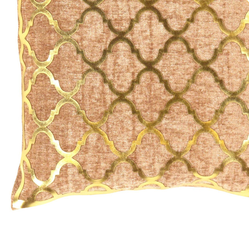 Moroccan Square Pillow Cover & Insert, Tan/Gold Geometric