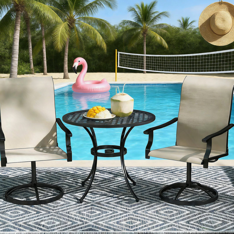 Outdoor Chairs,Swivel Chairs Set Of 2, Beige