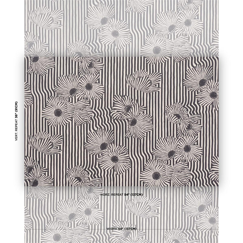 Tissu floral Chaney, Gris