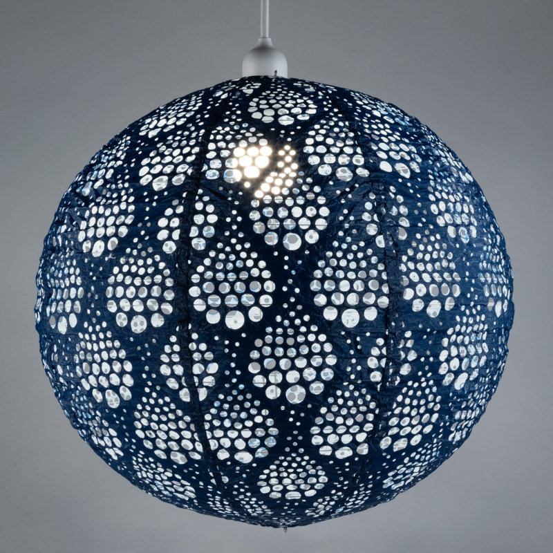 Marine Blue Dewdrop Patterned Tyvek Pendant Lamp