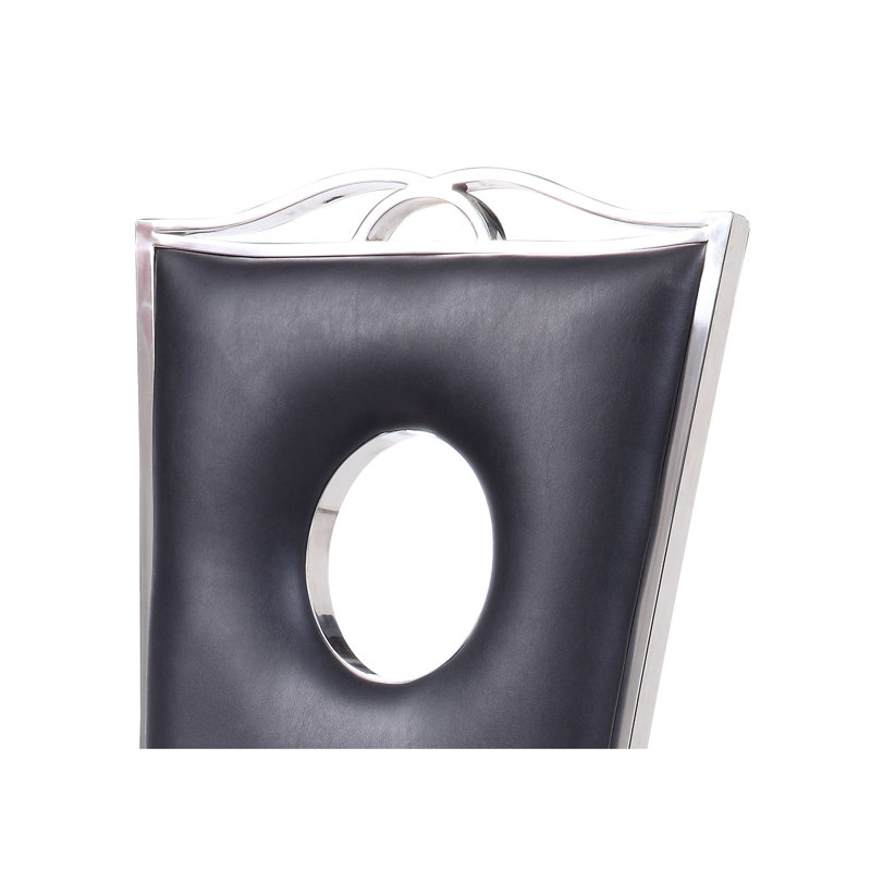 Chaise d'appoint en similicuir noir et acier inoxydable l 19 po x P 24 po x H 43 po (ensemble de 2)