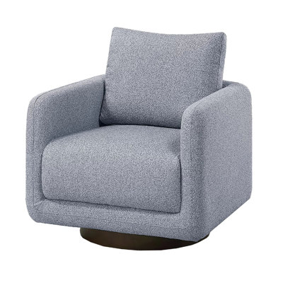 Wade Swivel Armchair With 360 Rotation And Square Frame, Gray Boucle