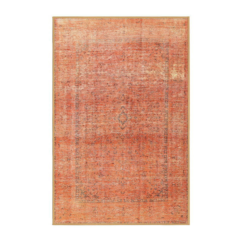 Tapis 100% traditionnel lavable à la machine Akeda 3761, Rectangle 5 pi x 8 pi