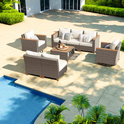 Ensemble de 8 chaises en acier et osier de patio pour canapés de patio