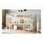 Lit mezzanine simple TG avec garde-robe et escalier intégrés, panneau de fibres à densité moyenne blanc et structure en métal