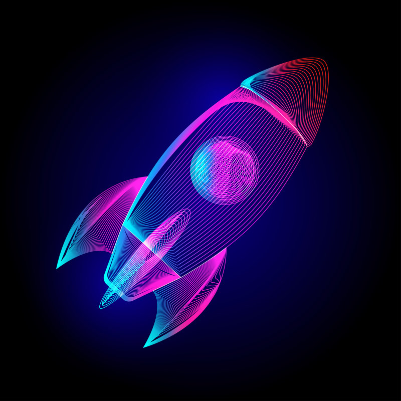Fusée volante Delmas Neon par Graficaprint, H 20 po x l 20 po