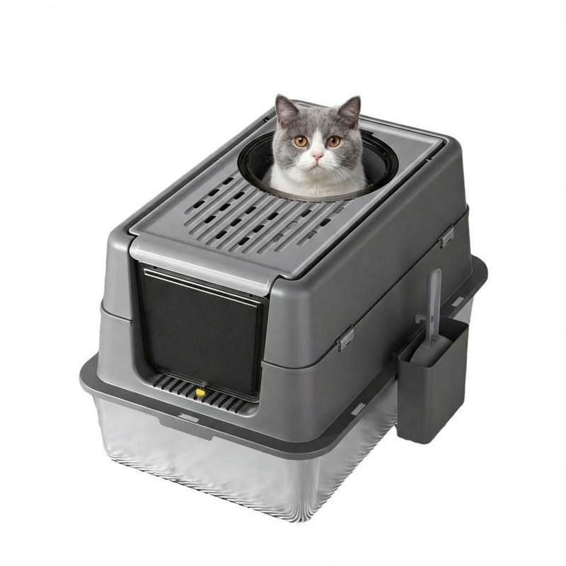 Stainless Steel Litter Box, Grey