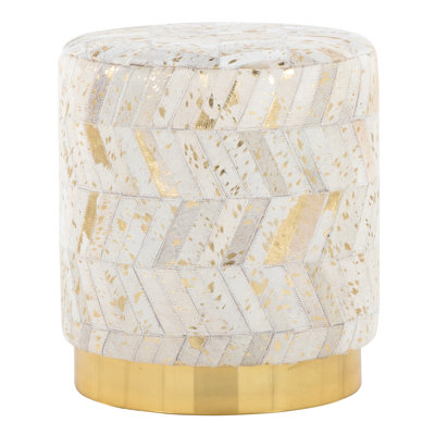 Gold Metal Base And Splatter Leather , Styling, Stylish Leather, Multi - Purpose, Indoor Use, 250 Lbs Weight Limit, No Assembly, 16 Inches Wide, Deep, 18 Tall Purpose With Accents, Use Only,