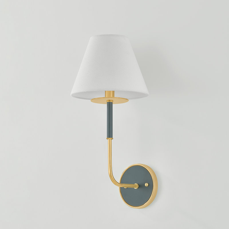 Wedgewood Wall Sconce in Aged Brass and Off-White by Mark D. Sikes, Black