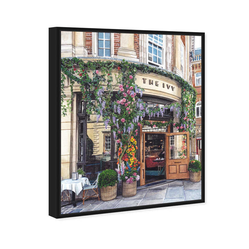 «Cafe Time» - peinture sur toile, Toile avec cadre noir, H 30 po x l 24 po