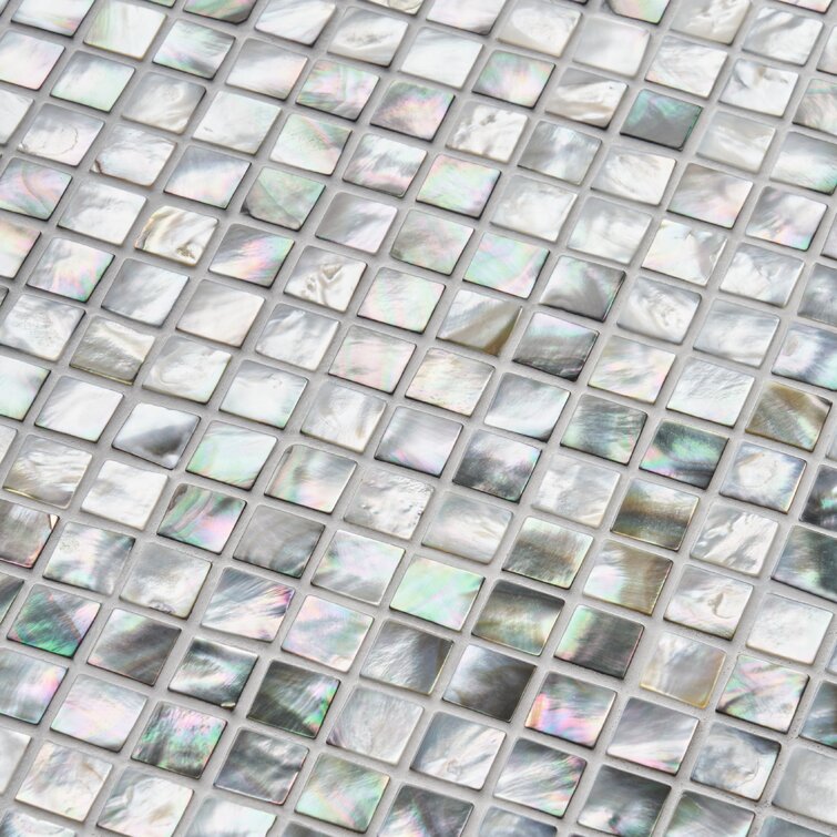 Sample - Donegal Glass Pearl Shell Mosaic Tile in Gray