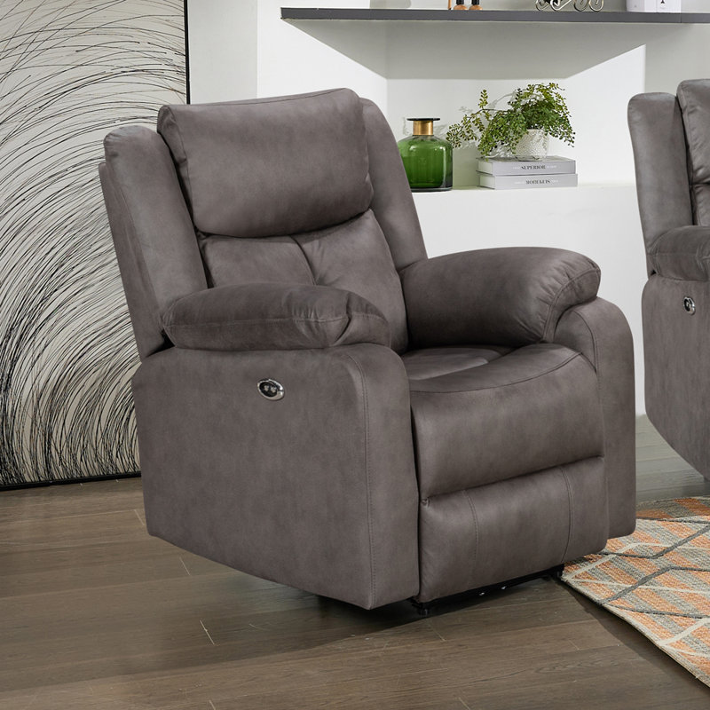 Rosevale Manual Recliner Armchair - Silver, 102" H x 84" W x 93" D, Steel Fabric, Power