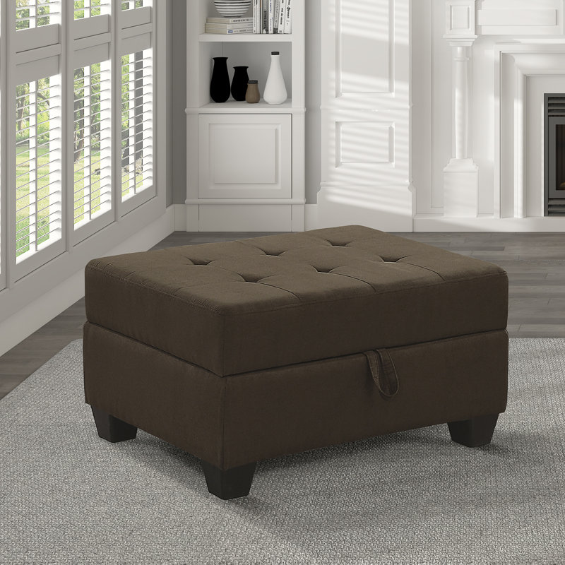 Repose-pieds de rangement en microfibre 33 po Lenita, Brun