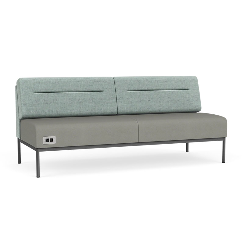 Canapé Darsey, Avec alimentation, Gris anthracite, Chambray écume de mer; Patriot Plus colombe