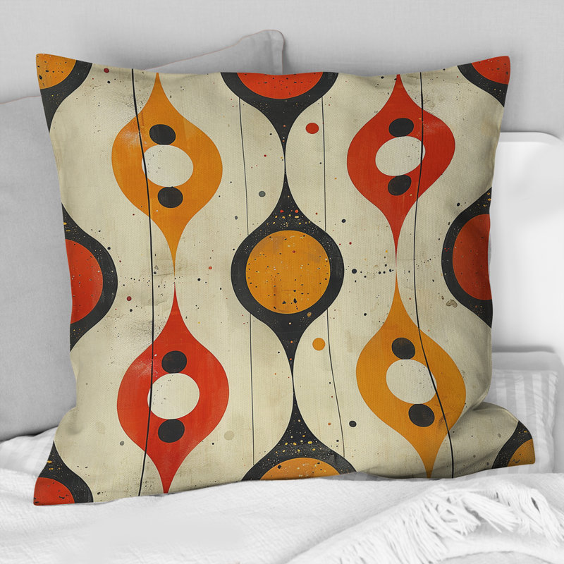 Coussin décoratif orange Midcentury Charm I - Midcentury, H 18 po x l 18 po
