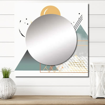 Pleine lune abstrait lune paysage minimaliste - miroir carré abstrait botanique pour décoration murale