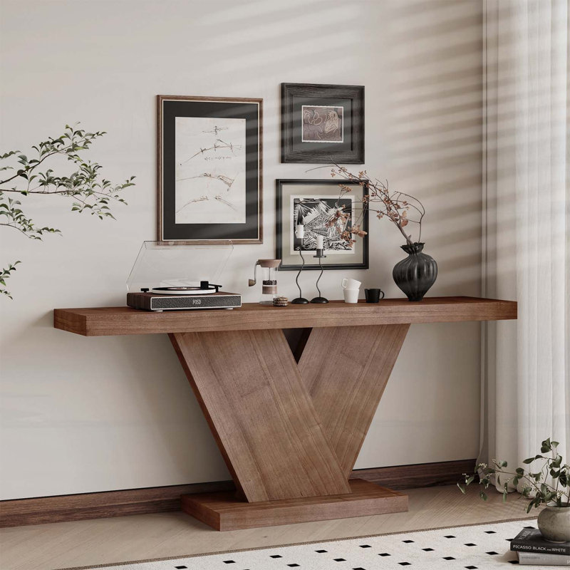 Table de couloir robuste pour petits espaces, Noyer