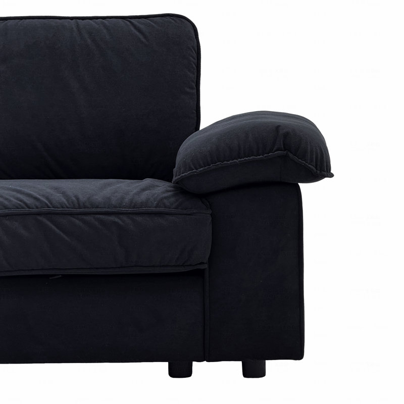 Canapé en velours compact avec rangement caché, causeuse 2 places, Noir
