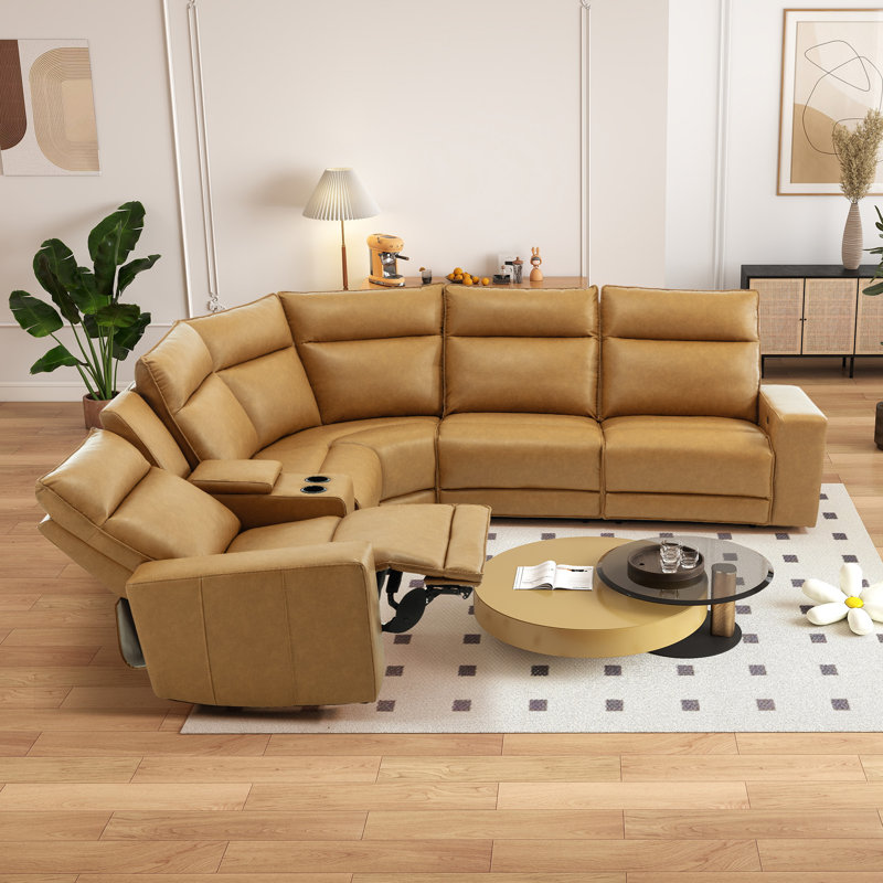 Ensemble de salon moderne inclinable en similicuir 4 pièces avec fauteuil inclinable électrique modulaire et berçant manuel, porte-gobelets et console