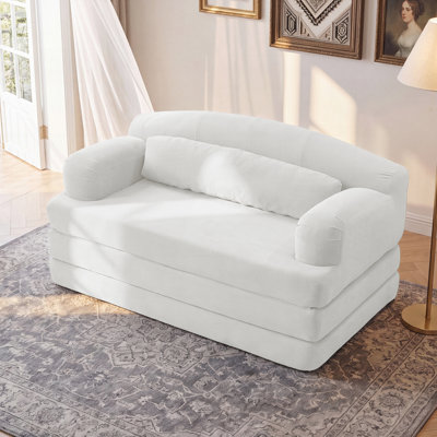 Compression Sponge 2-Seater Micro Corduroy Sofa Bed, Removable Cover Modular Floor Couch
