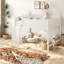 Lit mezzanine double peu encombrant, rangement moderne en bois aggloméré beige pour chambre d'enfant
