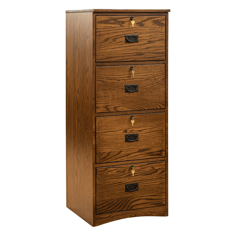 Fanya 21'' Wide 4 -Drawer Solid Wood File Cabinet, Cherry