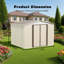 10x8 ft White Outdoor Garden Shed with Foundation, Aluminum Frame & Hinge Door