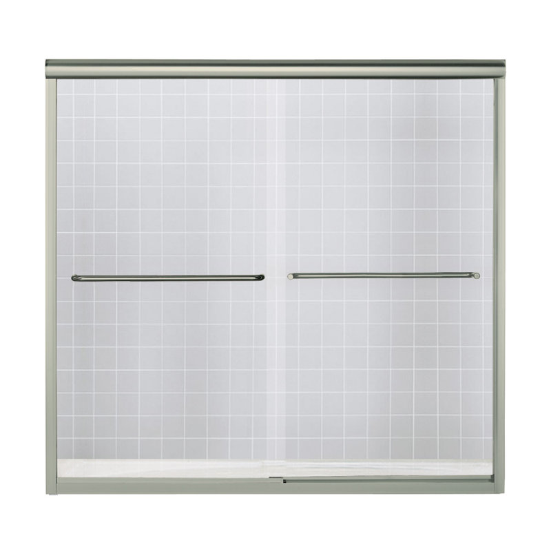 Porte de salle de bain sans cadre Finesse 59,63 "x 55,5", Nickel