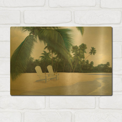 « Refuge insulaire » de Diane Romanello, tableau mural en métal doré, 40,6 cm x 30,5 cm