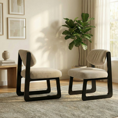 21'' Modern Upholstered Dining Chair with Adjustable Backrest, Solid Wood Frame (Black Finish), Comfortable Decorative Chair, Suitable for Dining Rooms or Home Offices, Available in Set of 2