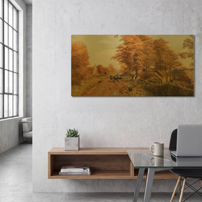 « L'heure de la traite » de Bill Makinson, tableau mural en métal doré, 122 cm x 61 cm
