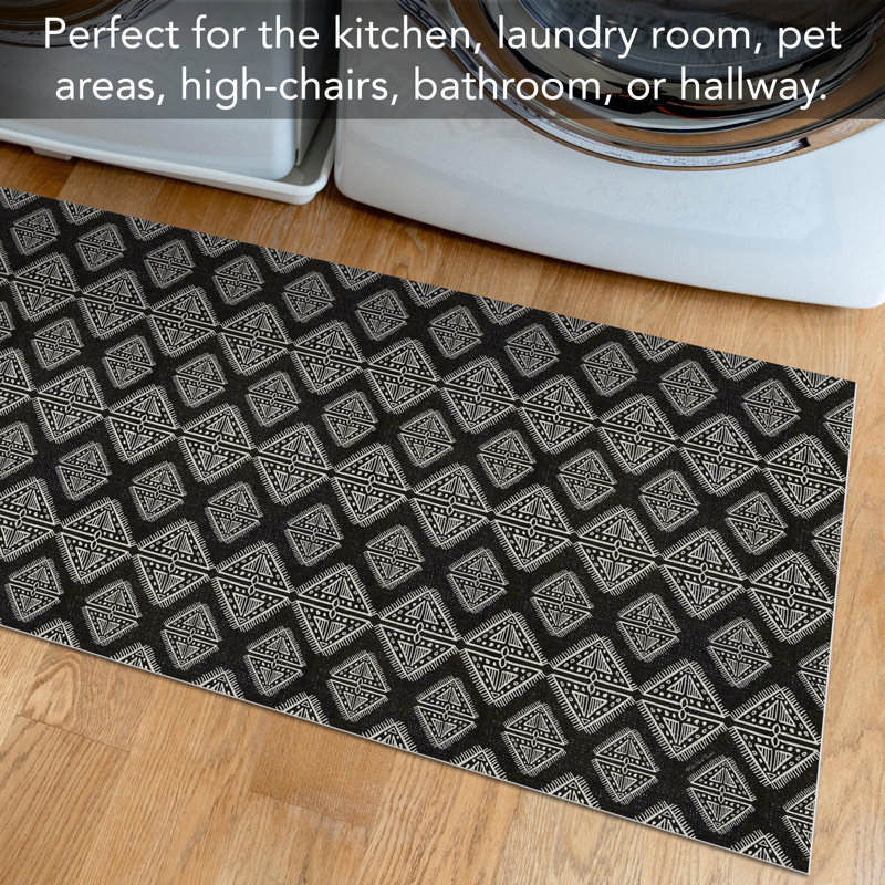 Tapis décoratif tribal Zen 8 pi x 2 pi, imperméable, antidérapant, antidérapant, Tapis de couloir 2 pi x 8 pi, Géométrique