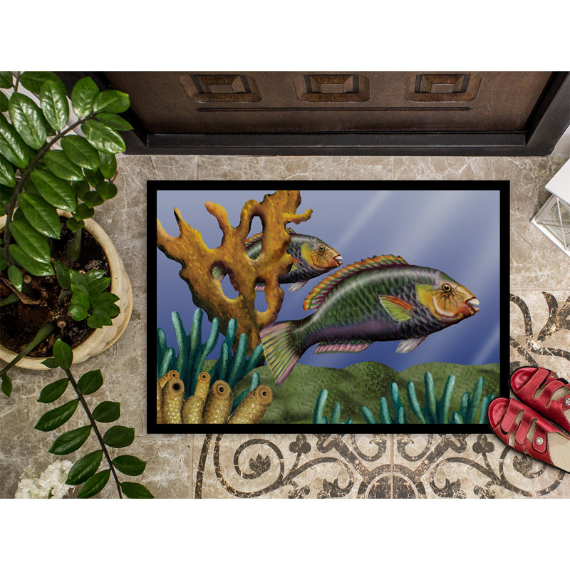 Tapis de porte extérieur antidérapant Undersea Fantasy, Rectangle 1 pi 6 po x 2 pi 3 po