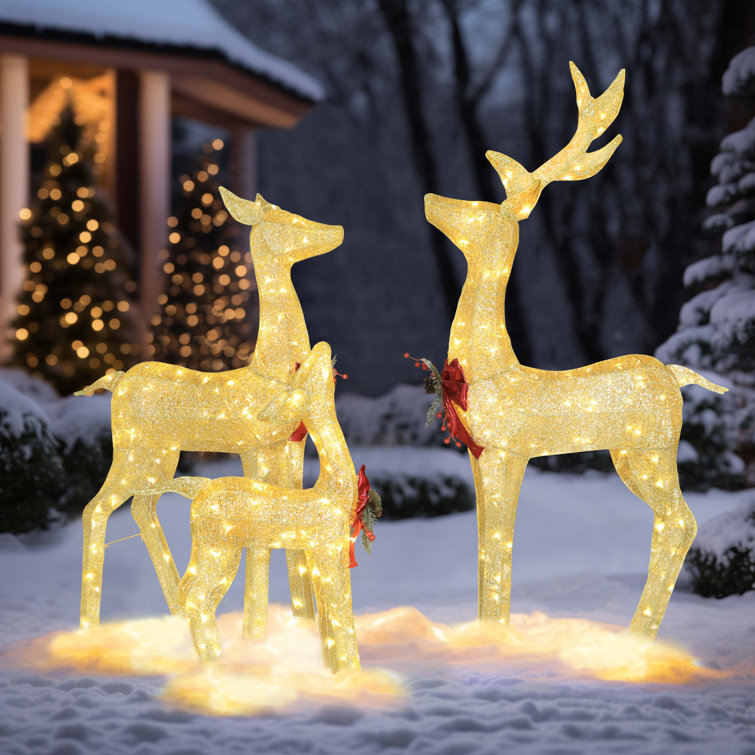 Gutierrez 3 Piece Christmas Deer Lighted Display Set