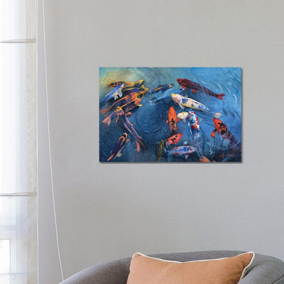 Koi Frenzy 1 Piece Wrapped Canvas Wall Art