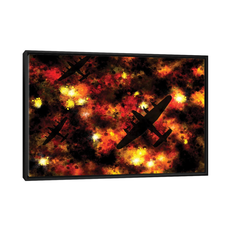 « night raid », impression sur toile tendue, H 18 po x l 26 po x P 1,5 po, Toile avec cadre noir, Pas de tapis