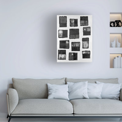 Wrapped Canvas Wall Art - Michael Willett  'Square Formations I' Wall Art for Living Room, Bedroom, or Office Décor  - 35x47