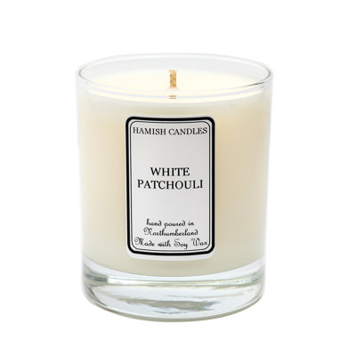 White Patchouli Scented Jar Candle with Glass Holder