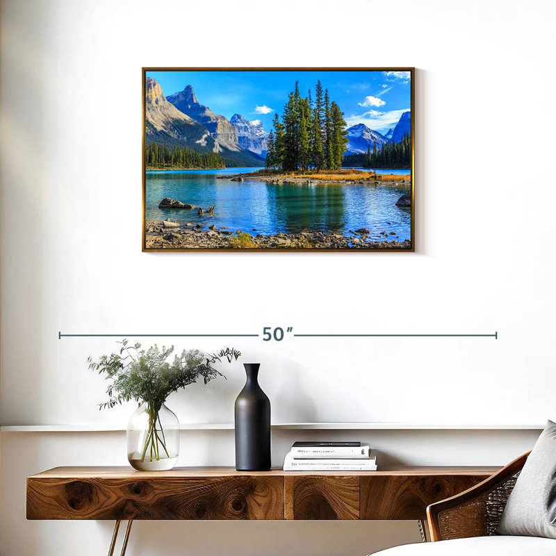 Lac Maligne, Cadre flottant doré, 31 po x 21 po