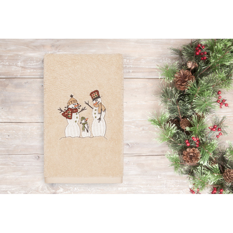 Débarbouillette 100% coton brodé Christmas Snow Family Luxury, Sable