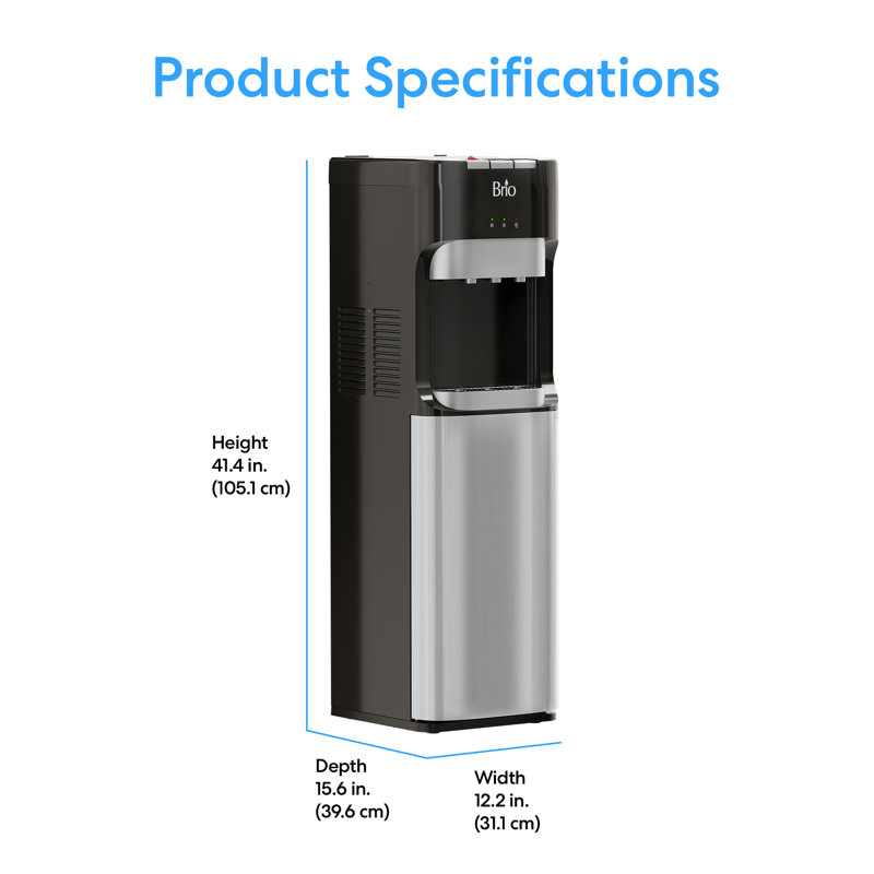Brio Stainless Steel Bottom Load Water Cooler Dispenser with Hot, Cold, and Room Temperature Water