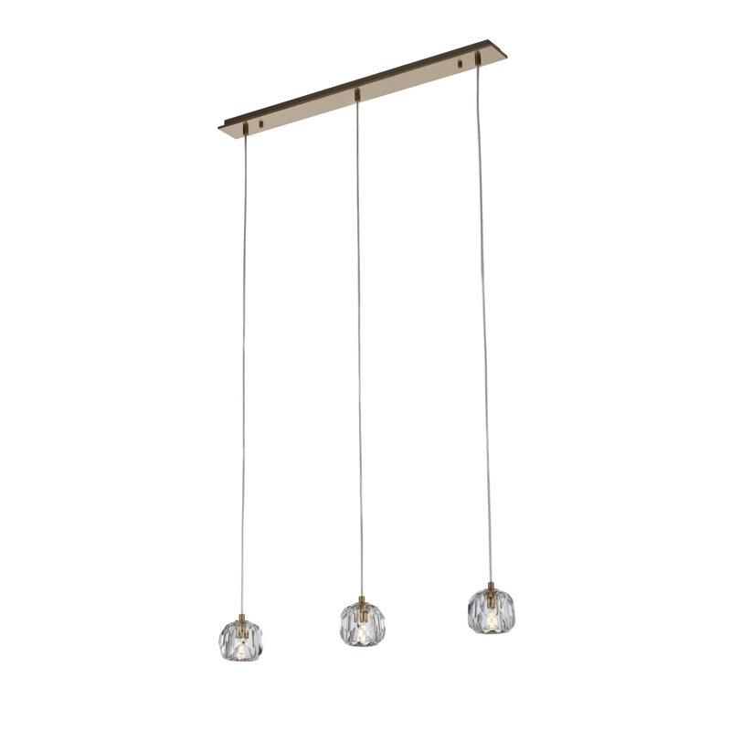 Minyard 3 - Light Kitchen Island Pendant, Brushed Brass