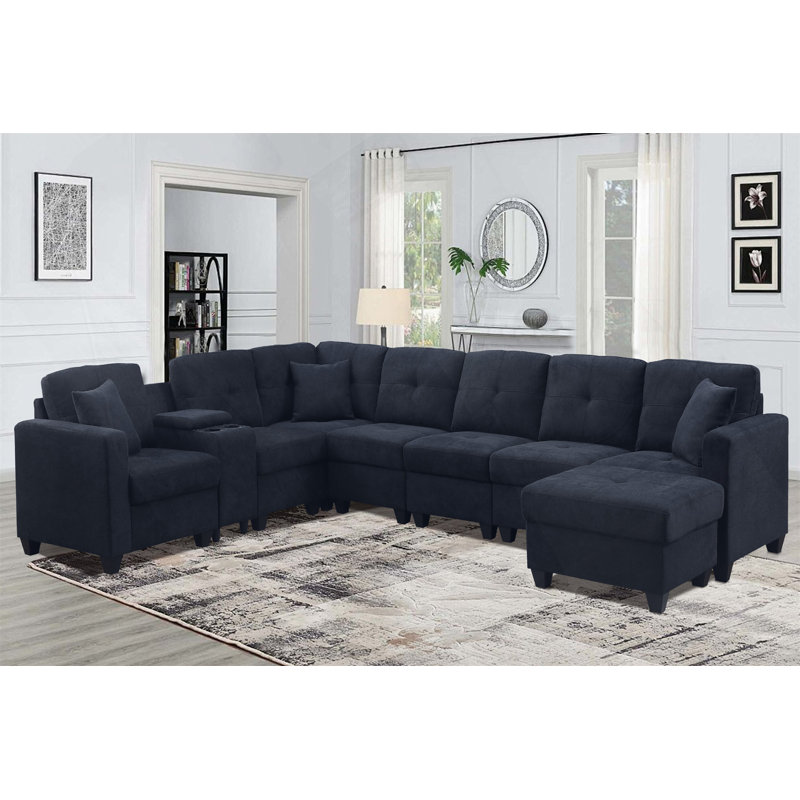 Penta Sandridge Sectional, Dark Blue Velvet