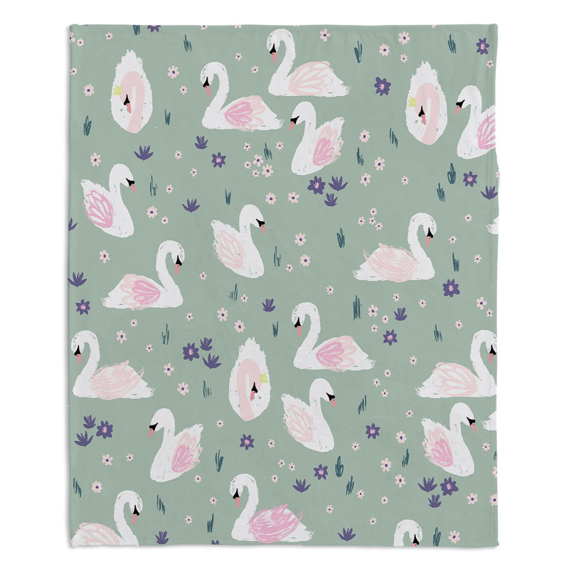  Couverture Swans, 68 po x 80 po, Mauve clair